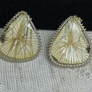 Vintage Tear Drop Wire Wrap Clip On Earrings. Marked Germany.‎ Pre-WWII